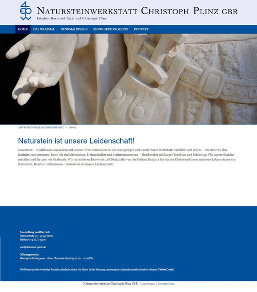 Website der Natursteinwerkstatt Christoph Plinz