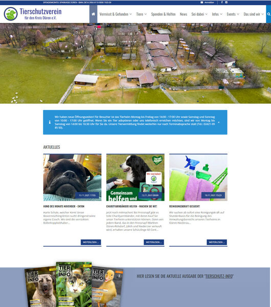 Website des Tierschutzvereins für den Kreis Düren e.V.